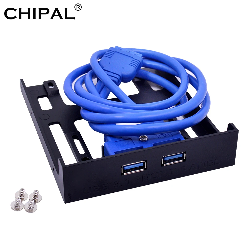 CHIPAL 20Pin 2 Port USB3.0 Hub USB 3.0 Front Panel Cable Adapter FDD Bracket for PC Desktop 3.5 Inch Floppy Disk Drive Bay