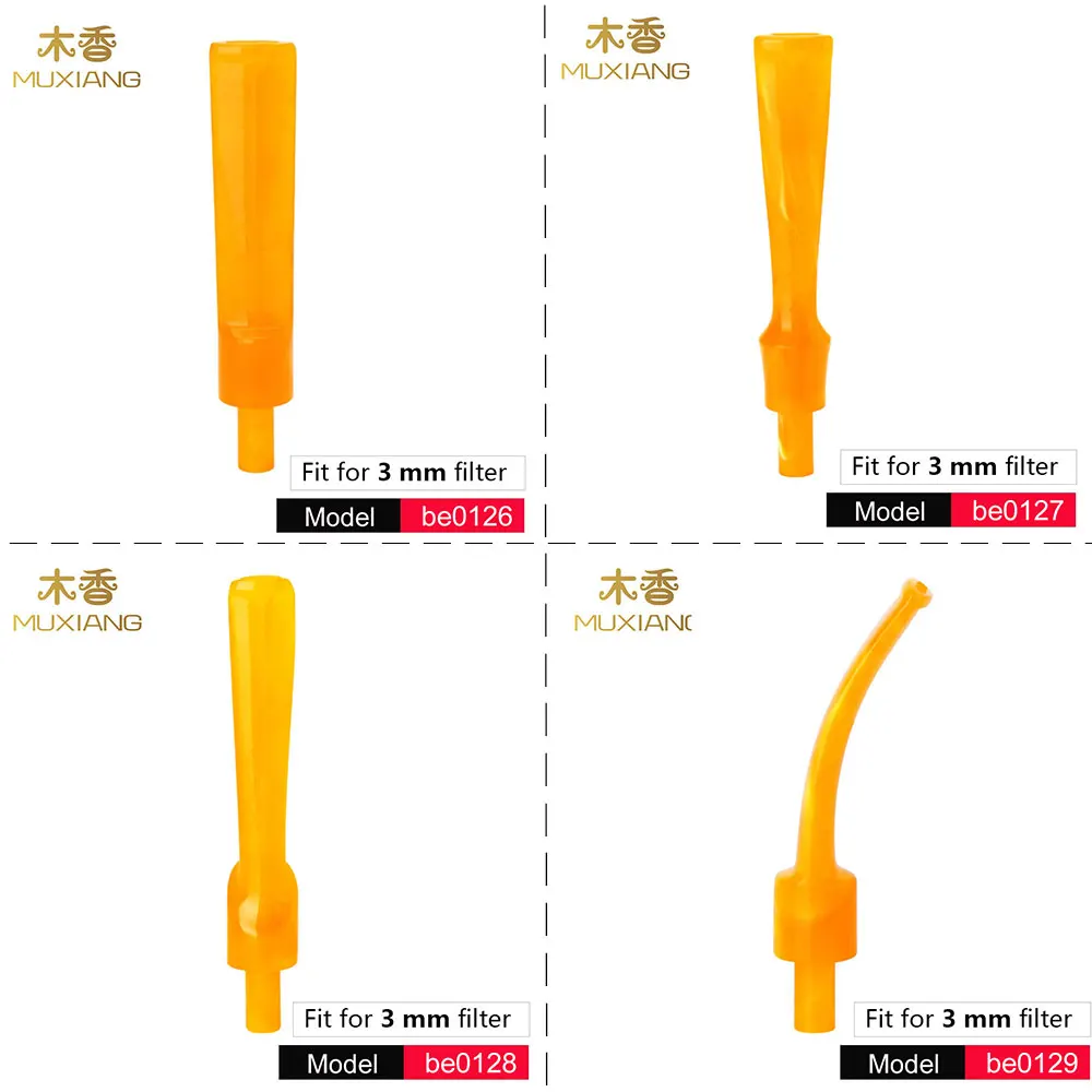 Ru-MUXIANG Straight/Bent /long/ saddle Stem Tobacco Pipe Mouthpiece Fit 9 mm & 3mm filters for smoking pipe be0111-be0137