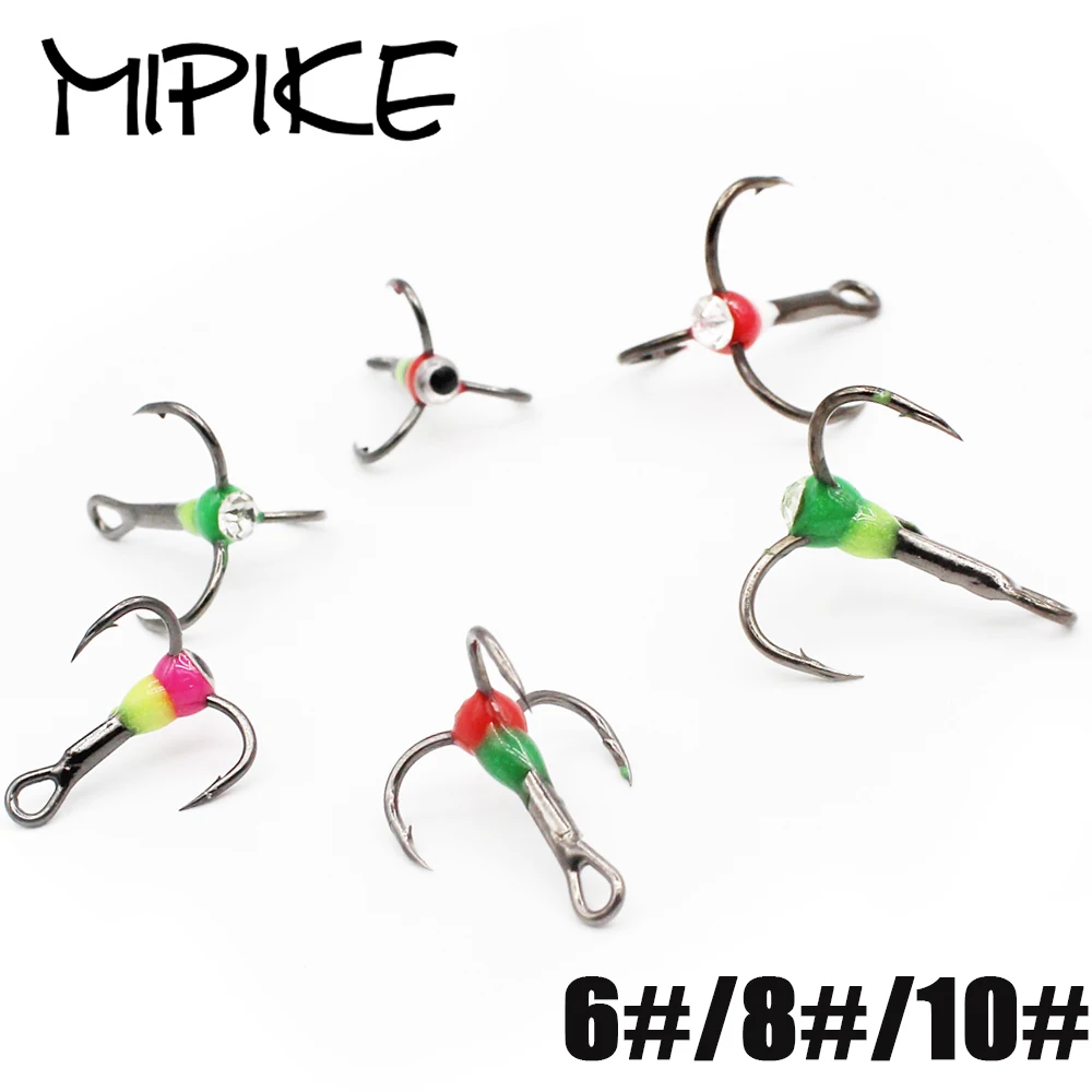 MIPIKE Newly 6# 8# 10#  Fishing Hooks Winter Ice Fishing Three-jaw Hook High Carbon Steel Tackle Tools