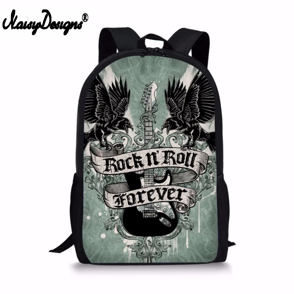 NOISYDESIGNS Dropshipping Backpack For Women Men Music Rock Pattern Print School Supplies Boys Girls Laptop Rucksack Mochila