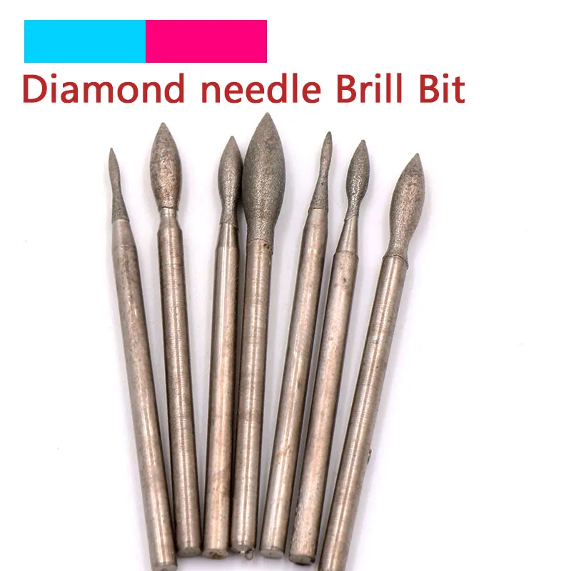 

Diamond Grinding Head Polishing Needle Bits Burrs Metal Stone Jade Engraving Carving Tools For Dremel 2.35mm Shank J Needle
