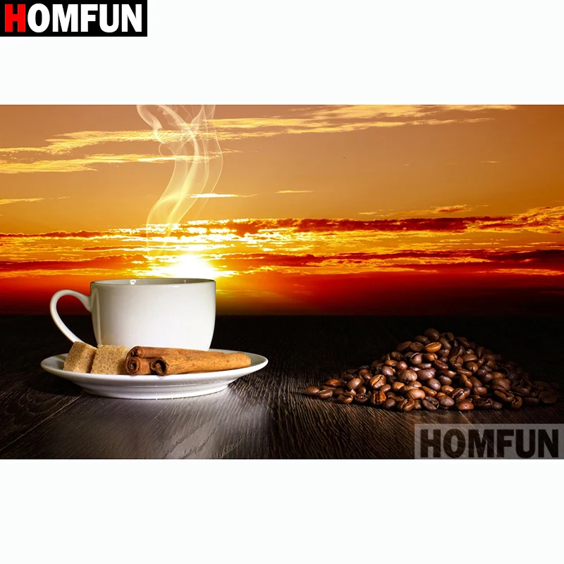 

HOMFUN Diamond Painting Cross Stitch "Coffee sunset" Full Square Round Diy 5d Diamond Embroidery Picture Rhinestone Art A13097