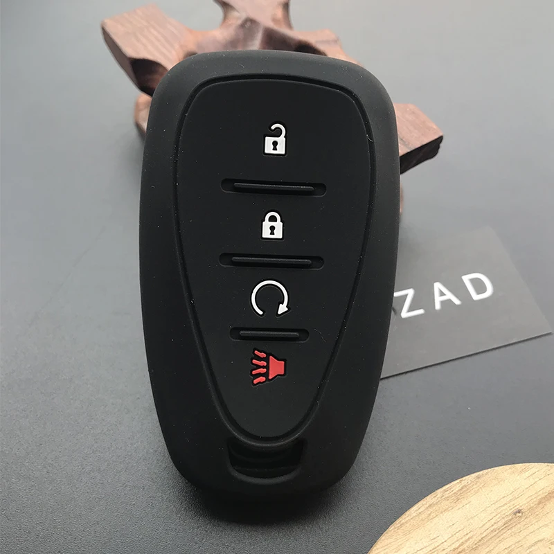 ZAD silicone rubber key fob cover case shell skin set hood holder for Chevrolet Chevy Tracker 4 button remote keyless protect