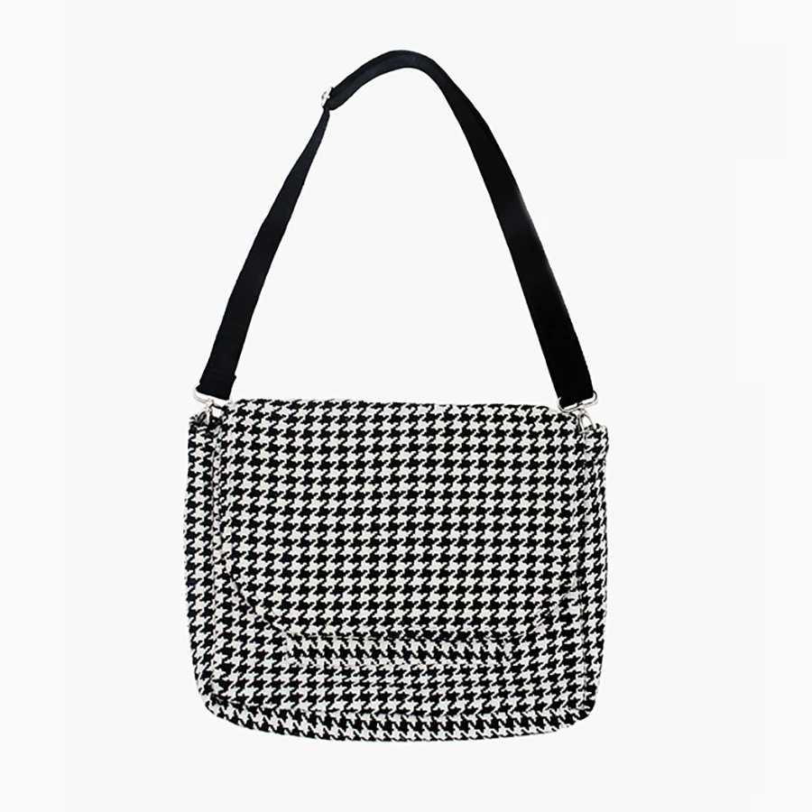 

MOREUSEE classical houndstooth women satchel messenger bags in England style available for 13inch laptop (FUN KIK)