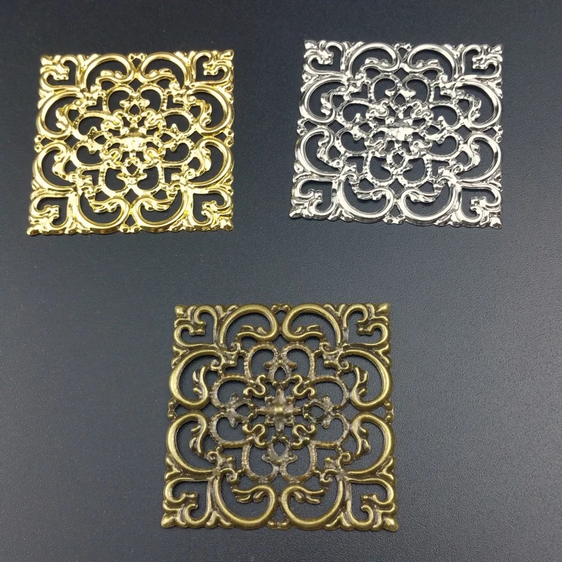 20pcs/lot 40mm  Filigree square  Wraps Connectors Embellishments Findings Wraps Connectors For DIY Jewelry Making