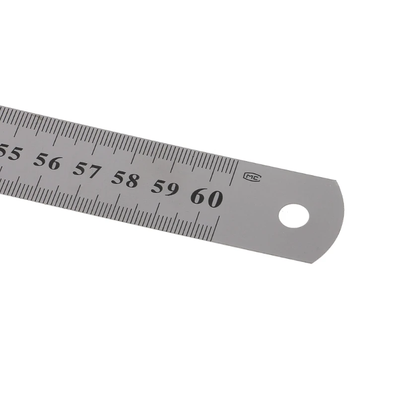 Stainless Steel Double Side Measuring Straight Ruler 60cm Silver 4XFD