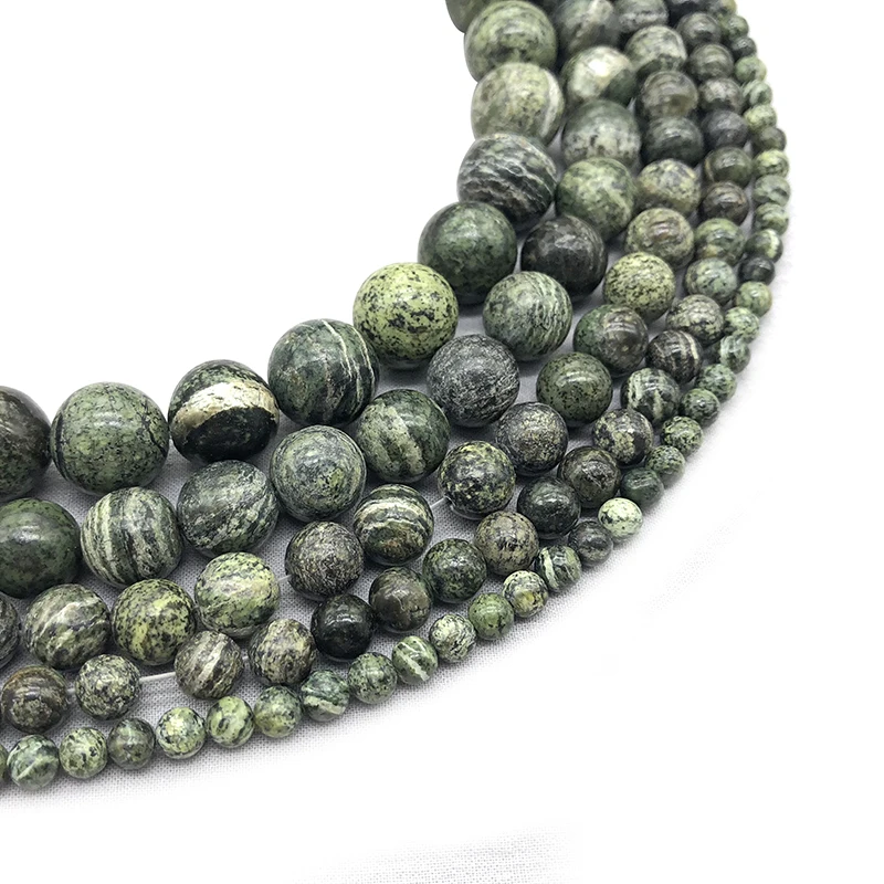 Natural Stone Green Zebra Jaspers Round Beads 15\