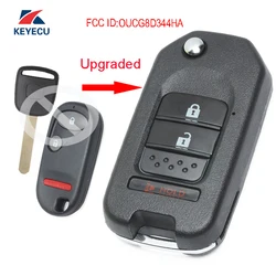 KEYECU OUCG8D-344H-A Upgraded 3 Buttons Flip Remote Car Key Fob For Honda CR-V 2002-2004 For Civic 2003-2005 For Element 2005