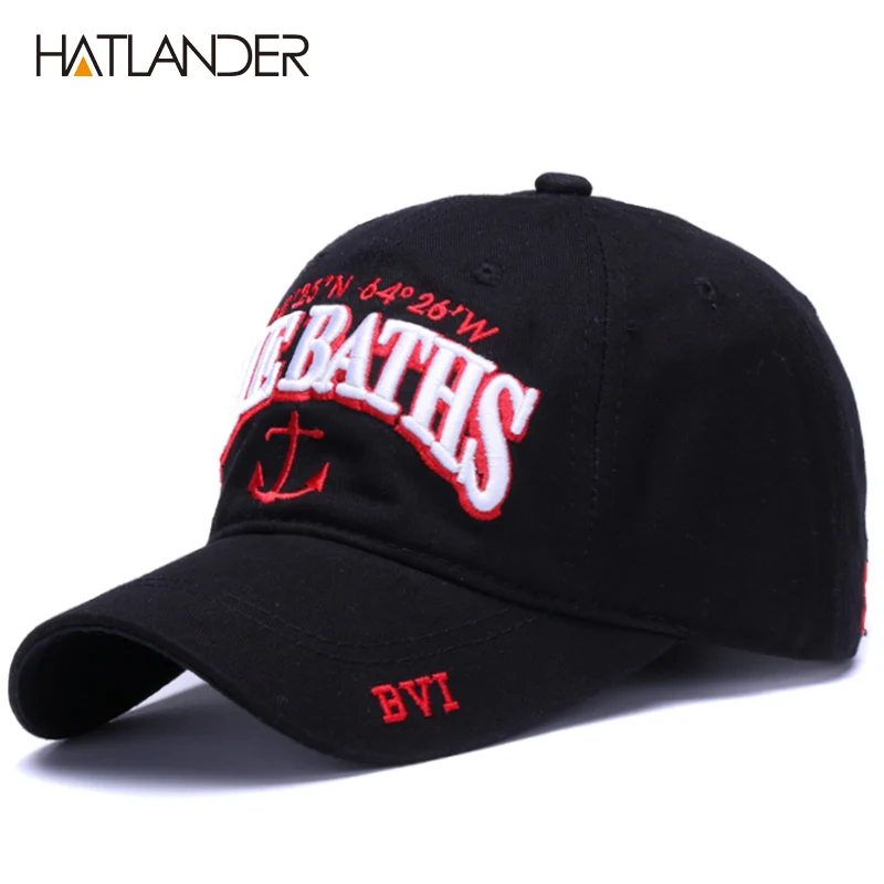 HATLANDER Embroidery anchor cotton baseball caps fashion sports hats adjustable outdoor sun hat snapback cap soft gorras dad hat