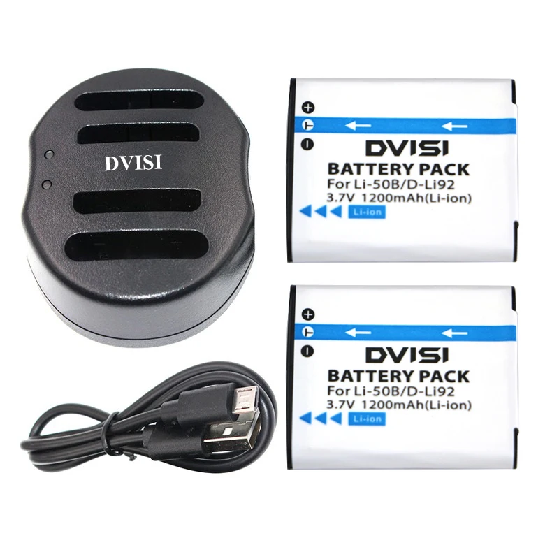 2pcs Li-50B Li 50B Li50B D-Li92 Rechargeable camera Batteries and USB Dual Charger for Olympus FE-20, FE-360, Mju 1010 Camera