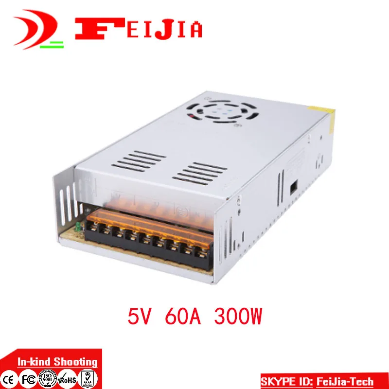 

DC 5V 60A 300W Switching Power Supply Transformer for LED Strip Light Display 110V 220V AC to DC 5V