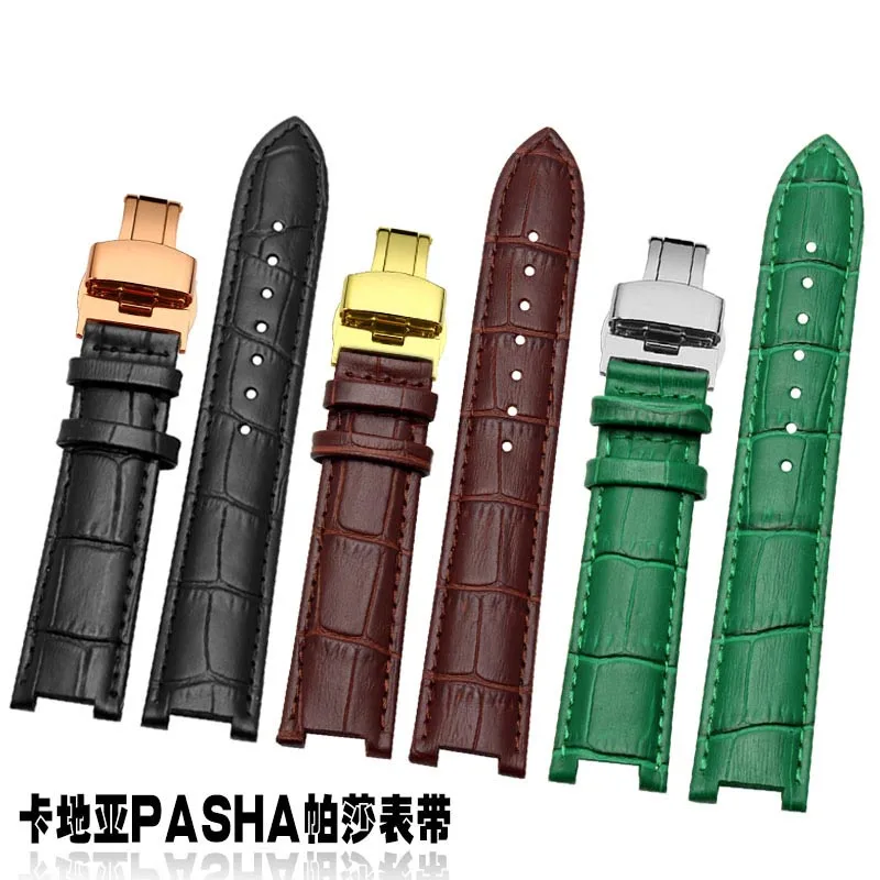 NEW Arrivals cowhide Watchband 20mm x 12mm 18mm x 10mm for Pasha Men Women Watch Band Butterfly Clasp Wrist Strap