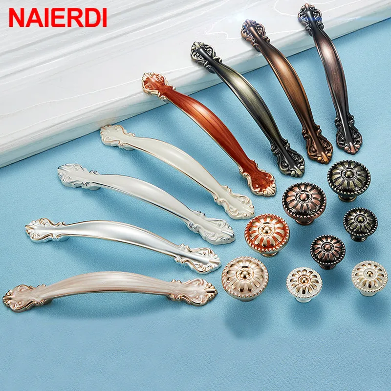 NAIERDI Cabinet Handles Drawer Knobs Zinc Alloy Wardrobe Door Cupboard Handle Cabinet Pulls Modern Style Furniture Hardware