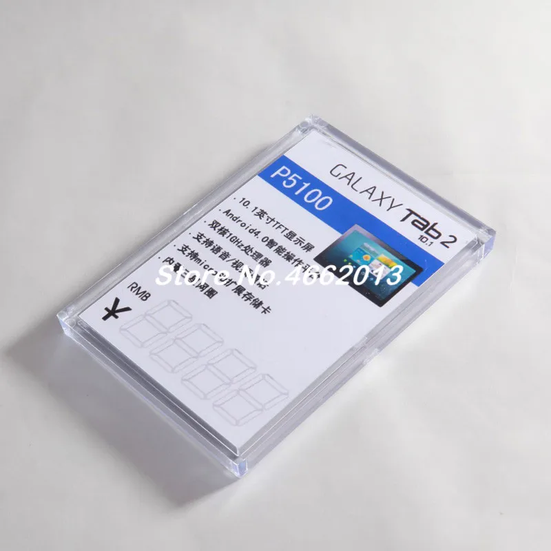 100pcs Wholesale nonmagnetic clear acrylic price tag holder for Samsung shop