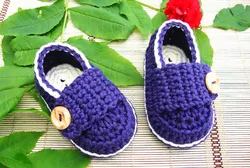 Sandales 100% coton pour bébés garçons, chaussures en tricot crocheté, décontractées avec boucle, MARY JANE, 9cm,11cm,13cm