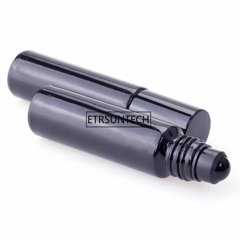 100pcs Black Glass Essential oil Roll On Bottle Vials Black jade Roller Ball For Perfume Aromatherapy F3145