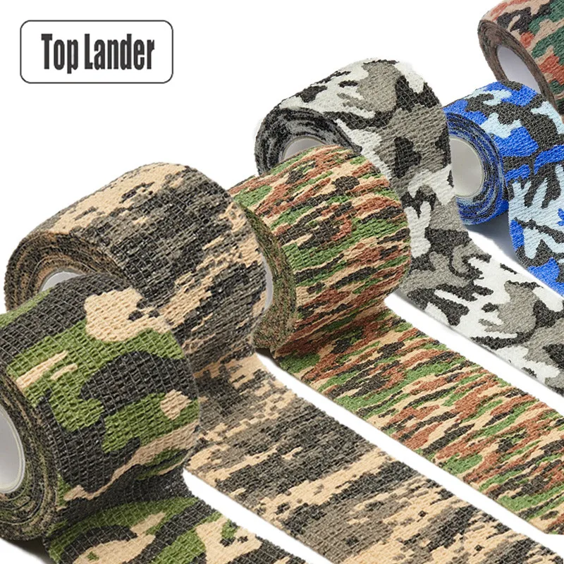 5x450cm Self Adhesive Camo Elastic Tape Wrap Outdoor Survival Camouflage Stretch Bandage Waterproof Camo Hunting Tape