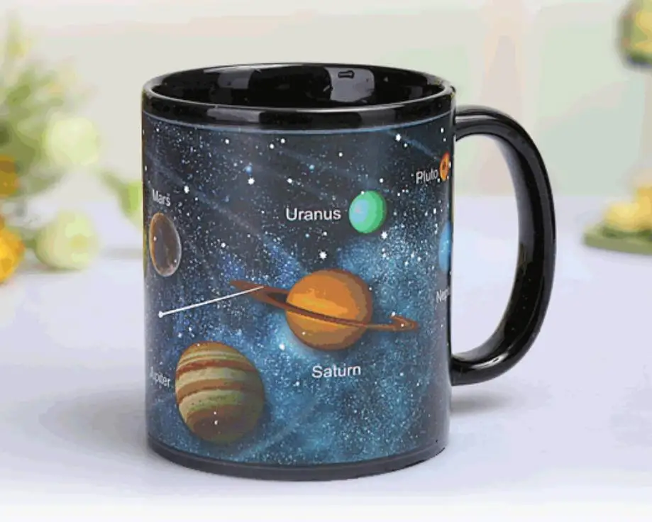 Magic Mug Black Solar system Temperature Changing Cup Hot water change color Ceramic cup mug Creative gifts MAZWEI