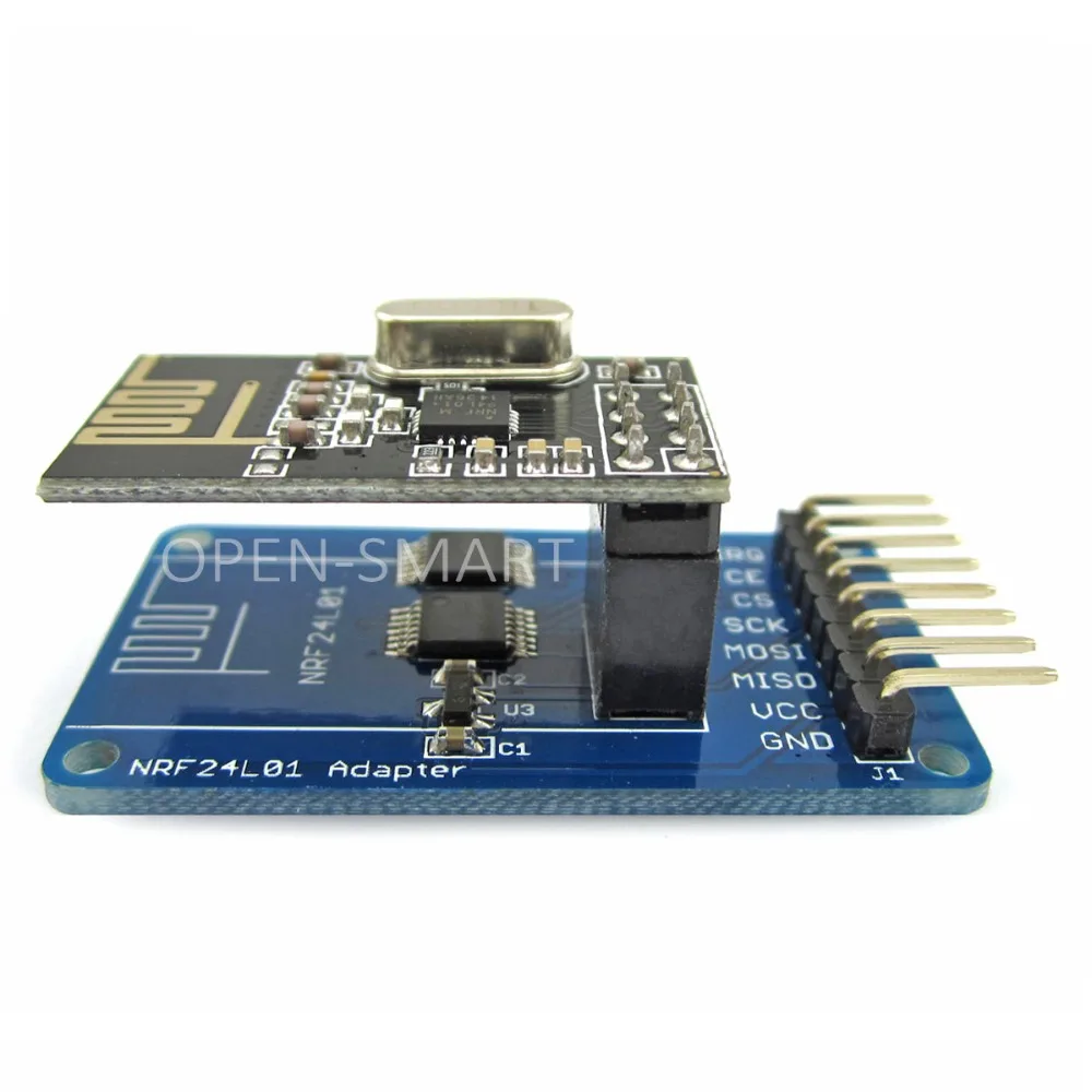 OPEN-SMART NRF24L01 2.4GHz Wireless Transceiver Module + Adapter Module 3.3V / 5V Compatible for Arduino