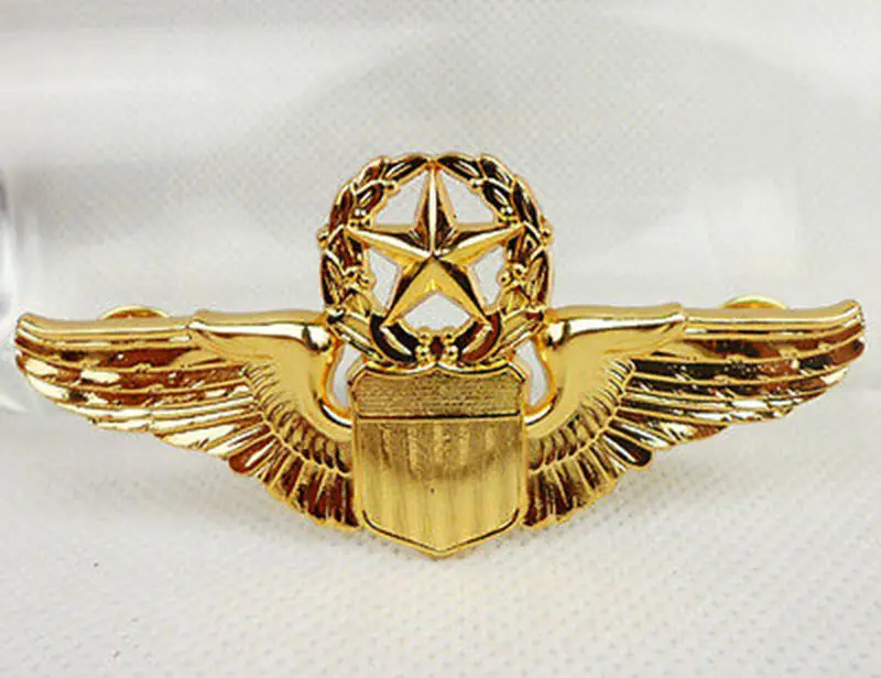 USAF U.S. Air Force Military Pilot Metal Golden Wings Badge Pin -US200