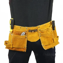 Cow Split Leather Waist Tool Bag Waist Pockets Electrician Tool Oganizer Tool Pouch Bag Adjustable Size for для инструмента