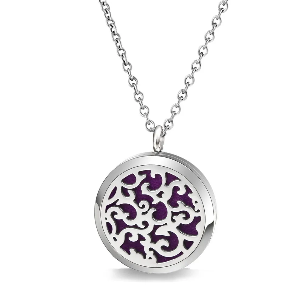 With Chain as Gift! Wholesale 30mm Magnetic 316L Stainless Steel Essential Oil Diffusing Necklace Aroma Locket Pendant