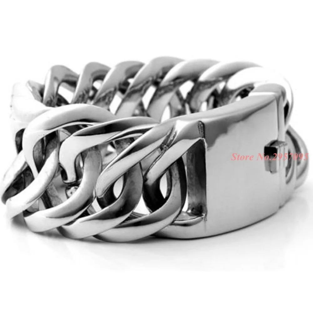 20/30 mm Wide Mens Chain Curb Cuban Link Chain Heavy 316L Stainless Steel Bracelet Free Shipping