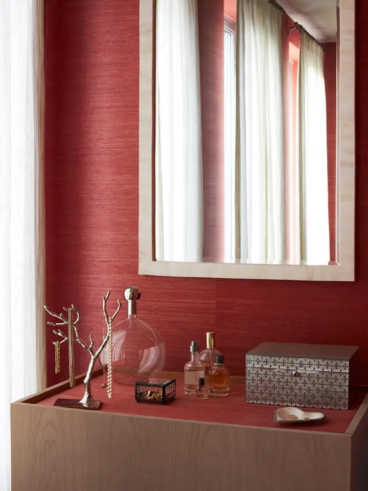 2017 new red natural texture sisal Wallpaper for home decoration hotel room wall