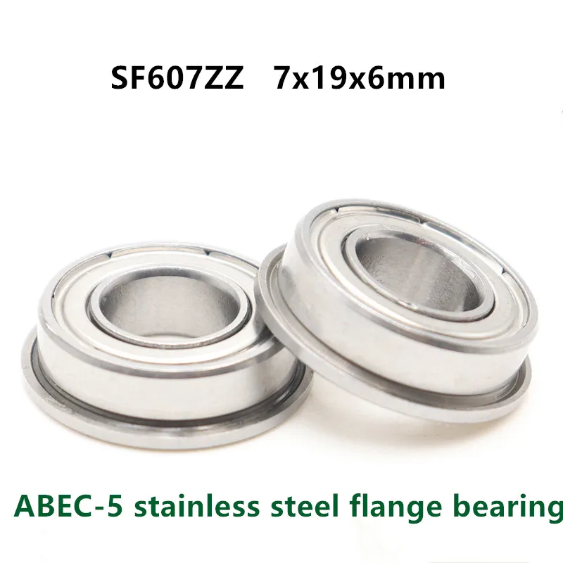 50pcs ABEC-5 stainless steel Flanged bearing SF607ZZ 7*19*6mm Flange ball bearings 3D Printer Parts SF607 -2Z 7x19x6 mm