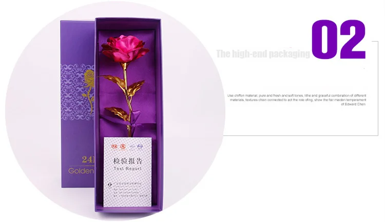 YO CHO Artificial Flowers 24k Gold Rose with Box New Year Valentine\x27s Day Gift/Present Foil Flowers Home Decor Fake Roses