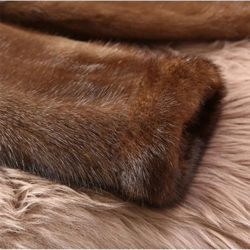 High Faux Mink fur Coat Female 2024 New Medium length Winter Hooded Tops Women Thicken Brown Mink Fur Coats 5XL 6XL H556