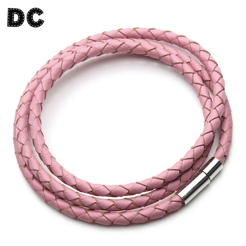 Fashion Black Brown Braid 100% Genuine Leather Bangle Bracelets Cord Wrap with Magnetic Clasp for Men Women Friendship Jewelry