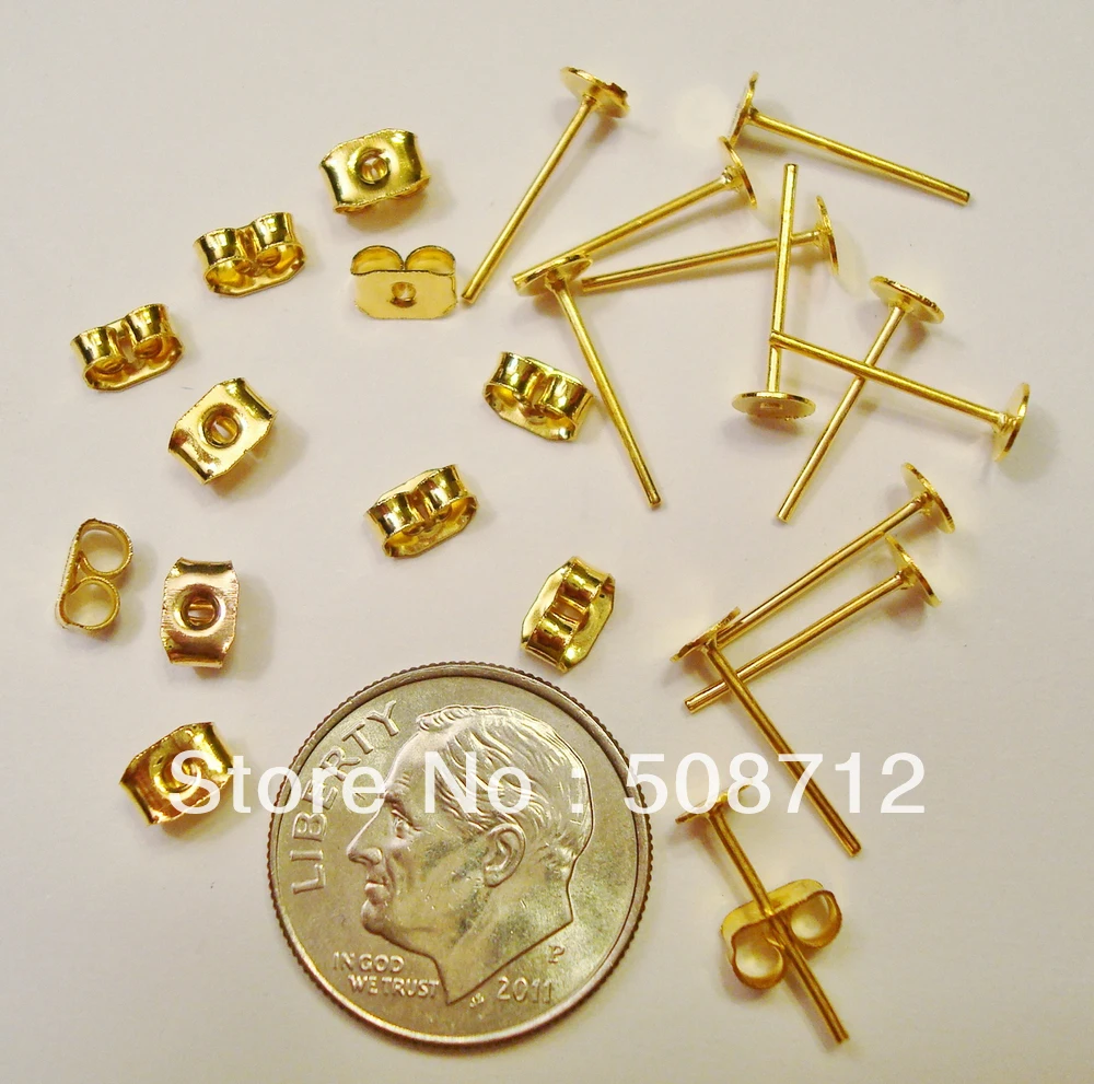 

Free shipping!!! 4mm Glue on or Earring Pad Pierced Earring Posts & Backs FPE008