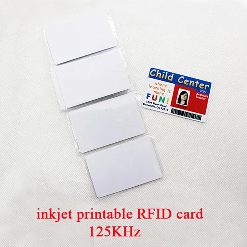 Free Shipping 100pcs 125KHz RFID Proximity Inkjet PVC ID Card Double Sides Printable for Epson or Canon Printers