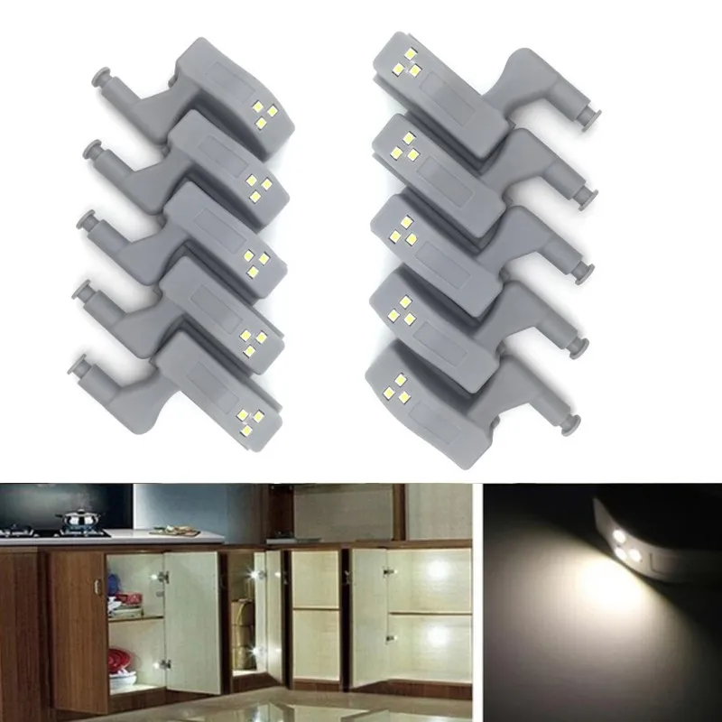 10Pcs LED Smart Touch Induction Cabinet Light Cupboard Inner Hinge Lamp Sensor Light Night Light for Closet Wardrobe