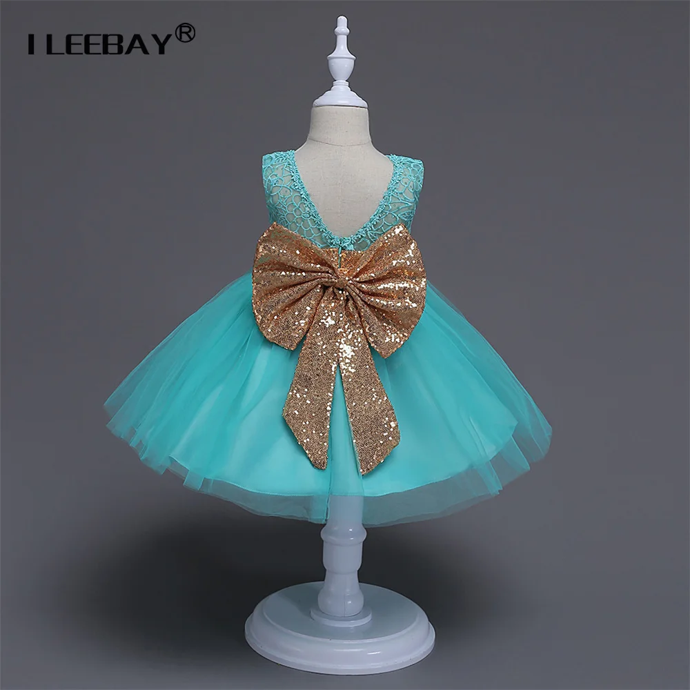 

2018 Newborn Baby Girls Dress Kids Baby Girls Bow Backless Princess Party Dresses Little Girls Birthday Vestido Toddler Clothing