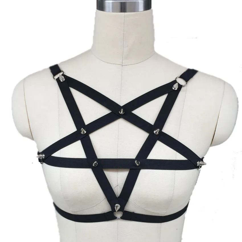 

NEW black Pentagram harness cage bra exotic apparel lingerie sexy hot bondage body cage harness sexy lingerie pole dance