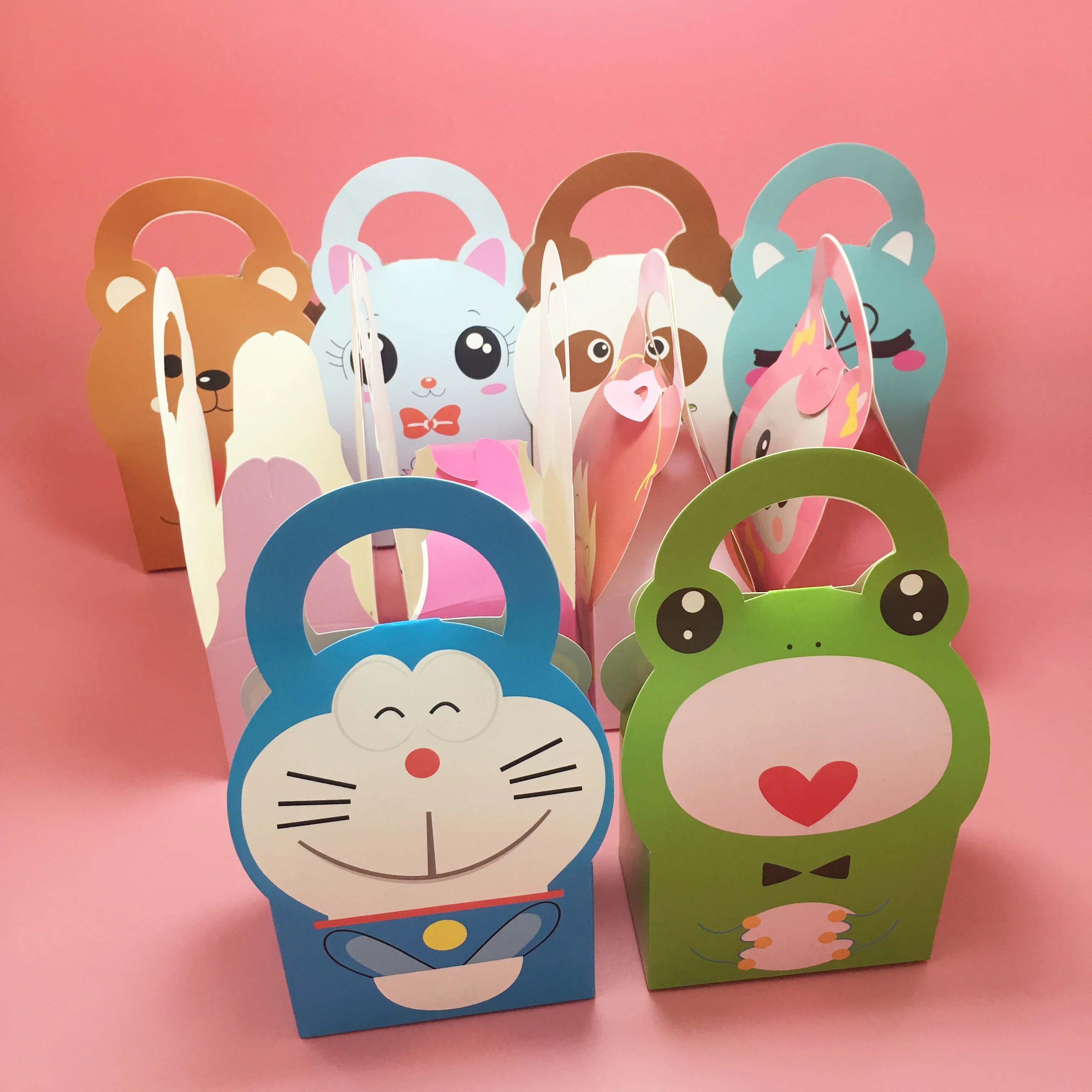 Cute Cartoon Animal Candy Box Baby Shower Favor Box Kids Birthday Party Decorations Gift Box Cake Snack Biscuits Paper Candy Bag