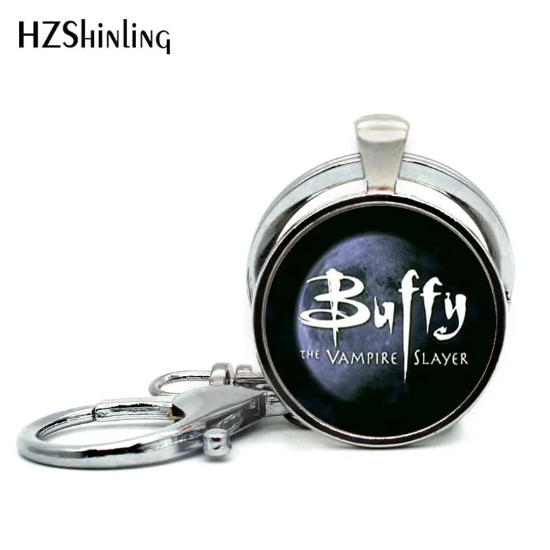 2017 New Steampunk Buffy the Vampire Slayer Key Chains Handmade Buffy and Moon Photo Glass Cabochon Keyring Wholesale