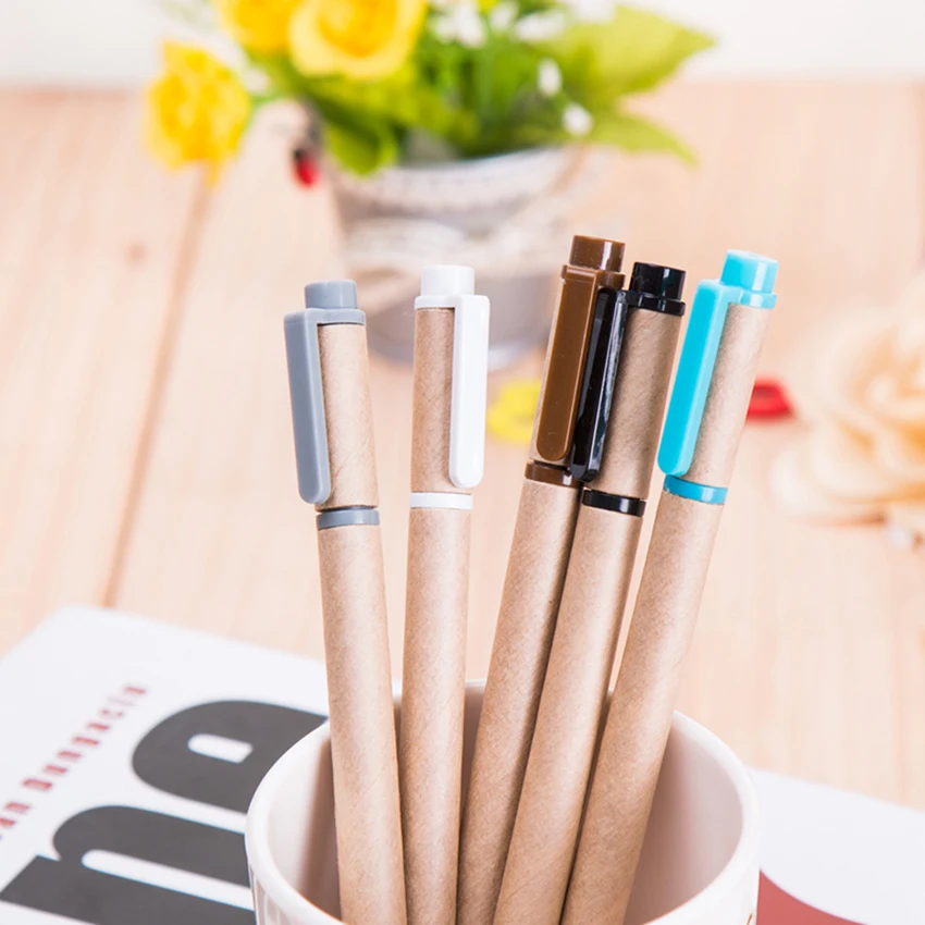 1pc Gel Pen Stationery Environmental Protection Kraft Paper School Office Supplies Give Handles Retro