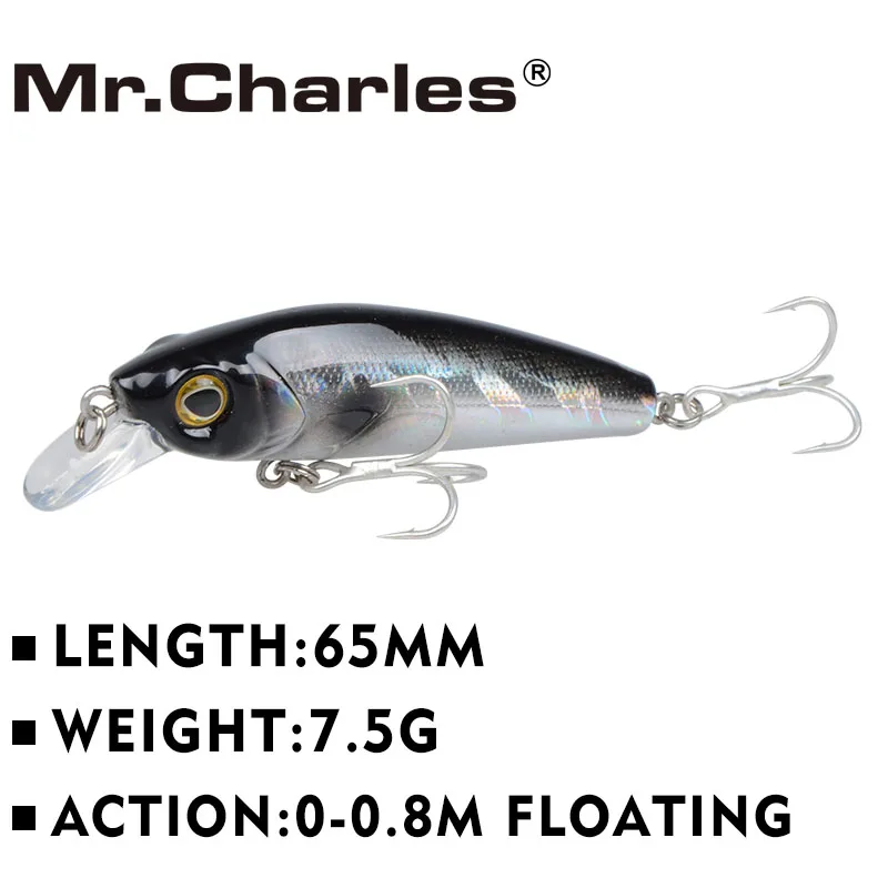 Mr.Charles CMC022 Fishing lure 65mm/7.5g 0-0.8m floating super sinking minnow Leurre Dur Peche Souple Big Sea Hard Bionic Bait