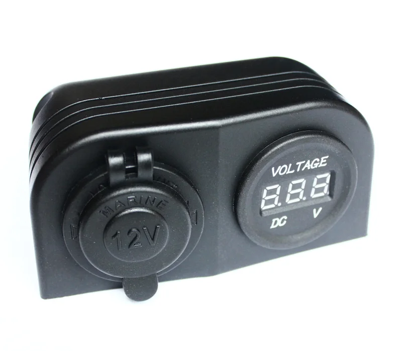 

12V Marine Power Digital Voltmeter Voltage Guage Charger Adapter Tent Socket Waterproof for Marine Boat Car Truck RV Carvaran