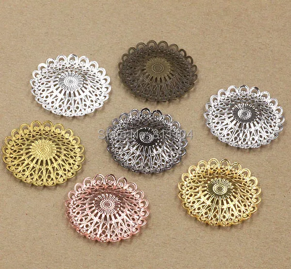 25mm Multi-color Plated Brass Metal Blank Circle Filigree Flower Links Wraps Connectors Jewelry Findings Connectors