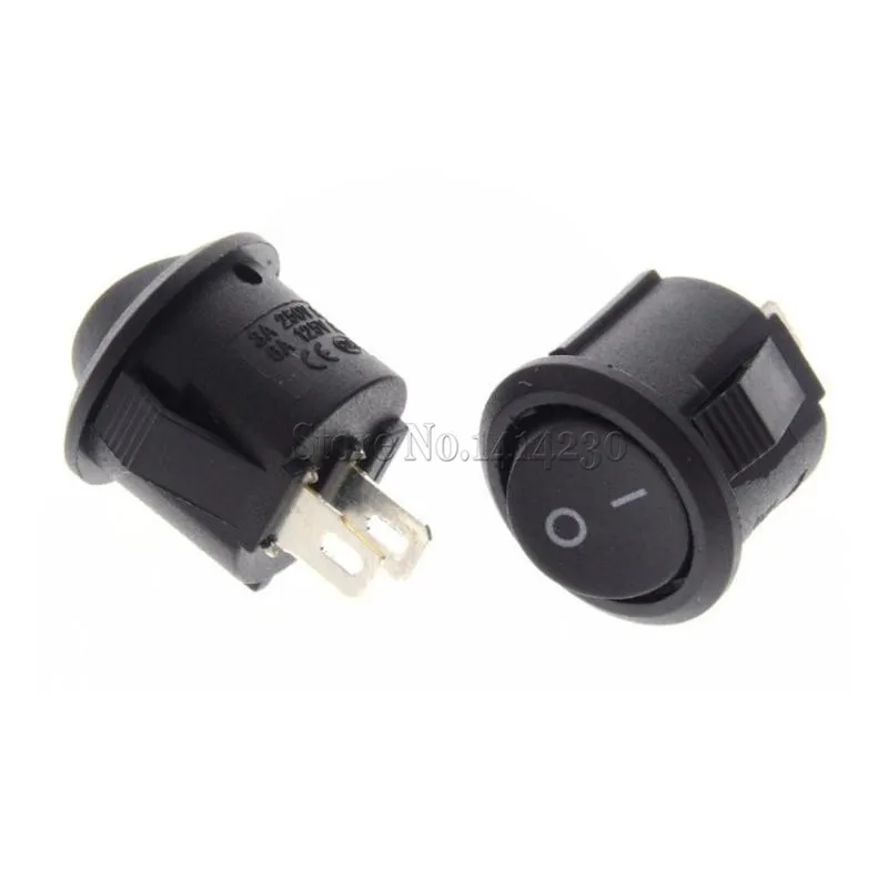 500Pcs 16mm Diameter Small Round Rocker Switches Black Mini Round Black 2 Pin ON-OFF Rocker Switch