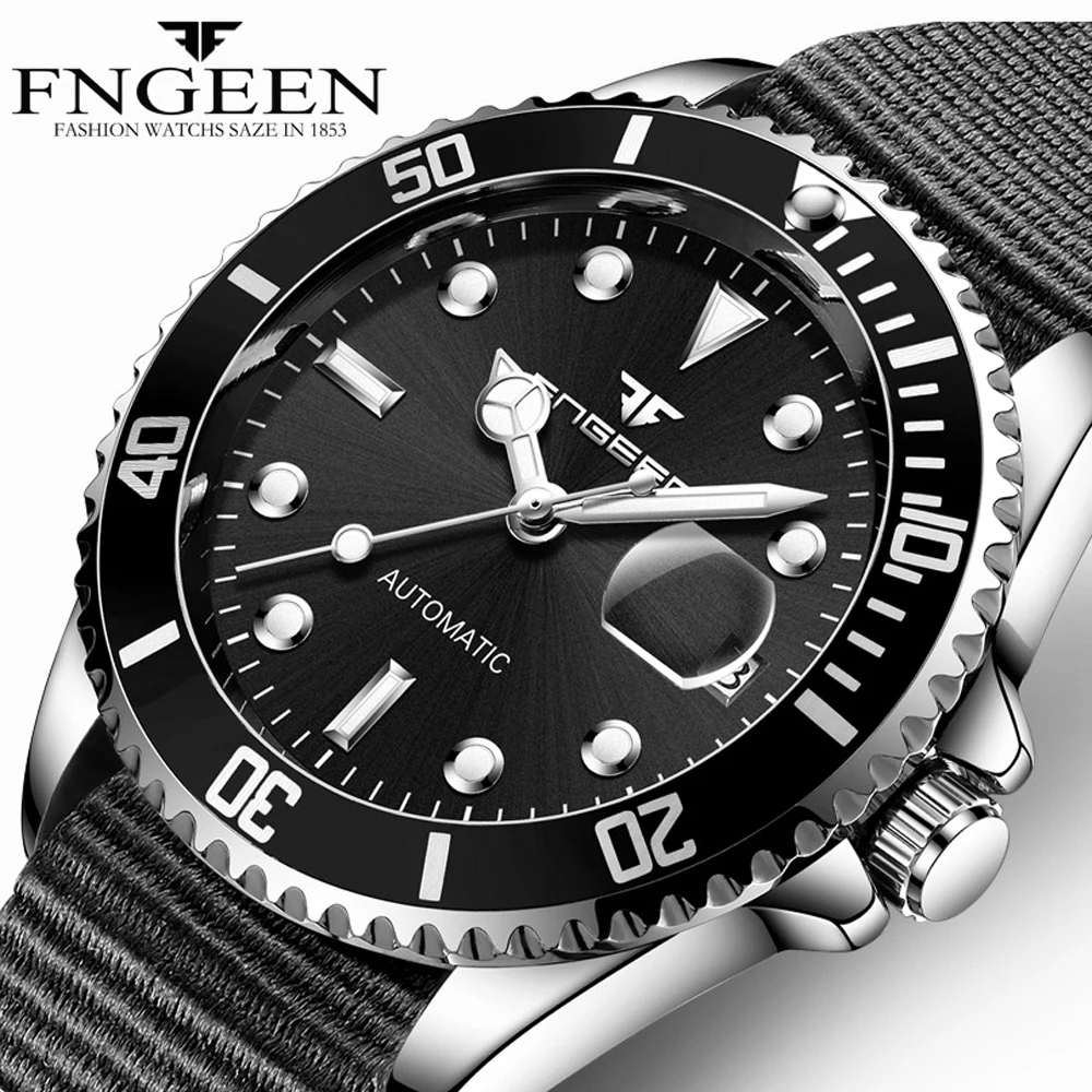 FNGEEN Luxury Brand Men\'s Watch Steel Tourbillon Skeleton Mechanical Watches Luminous Automatic Date Hodinky Diamond Wristwatch