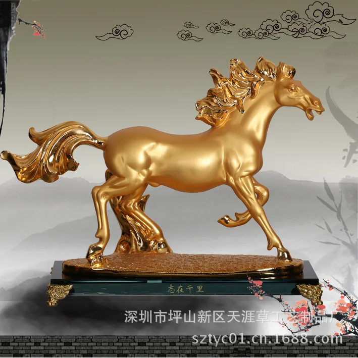 Large resin handicraft factory custom processing high-end crafts ornaments wholesale horse Zhizaiqianli