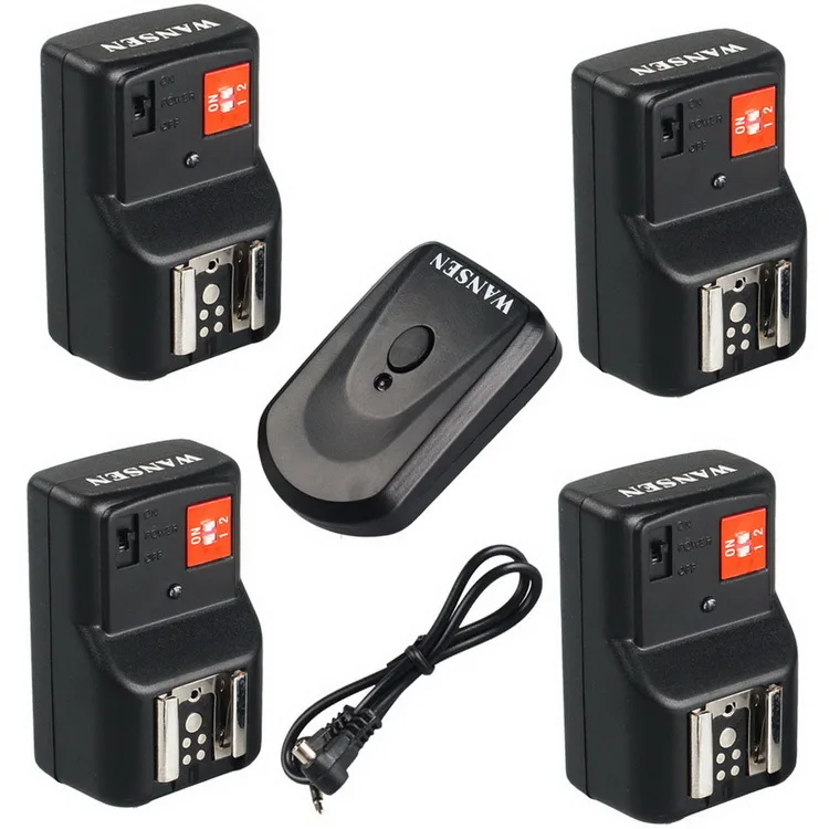 WANSEN WSPTGY0413 PT-04GY 4 Channels Wireless Remote Speedlite Flash Trigger + 4 Receiver For Canon Nikon Pentax Olympus ETC