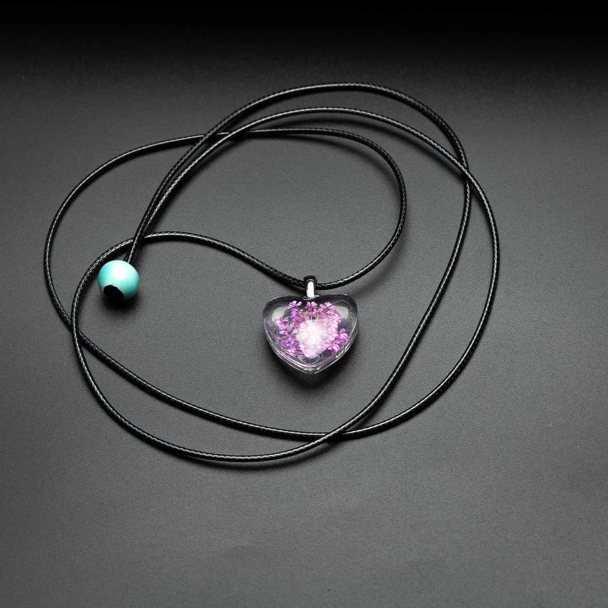 Flower in Heart Shape Glass necklace lover Pendant Fashion glass ball necklaces Classic style Jewelry #FY410