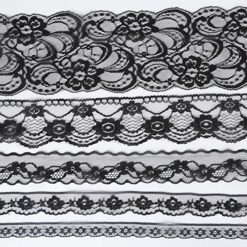 10 ياردة/مجموعة شريطة من الدانتيل تقليم النسيج 14-85 مللي متر الديكور عالية الجودة الدانتيل الأسود للملابس DIY بها بنفسك الاكسسوارات الحرفية