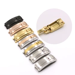 CARLYWET 9mm x 9mm Brush Polish Stainless Steel Watch Band Buckle Glide Lock Clasp Steel For Bracelet Rubber Leather Strap Belt